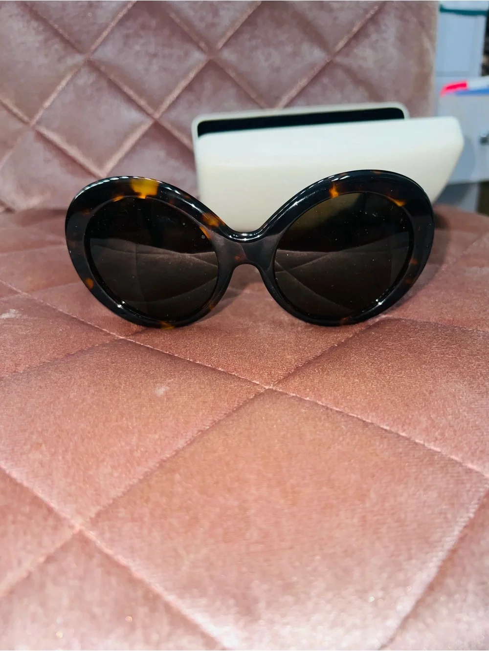 Versace Tortoiseshell Gold Medusa Accent Round Sunglasses